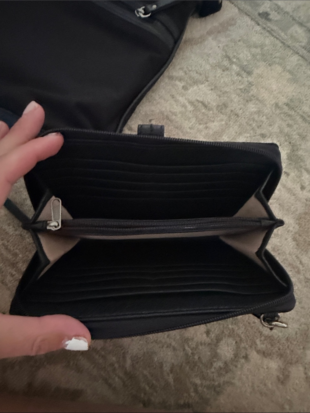 Black Crossbody Bag with Front Zip Pocket - Picture 4 of 5